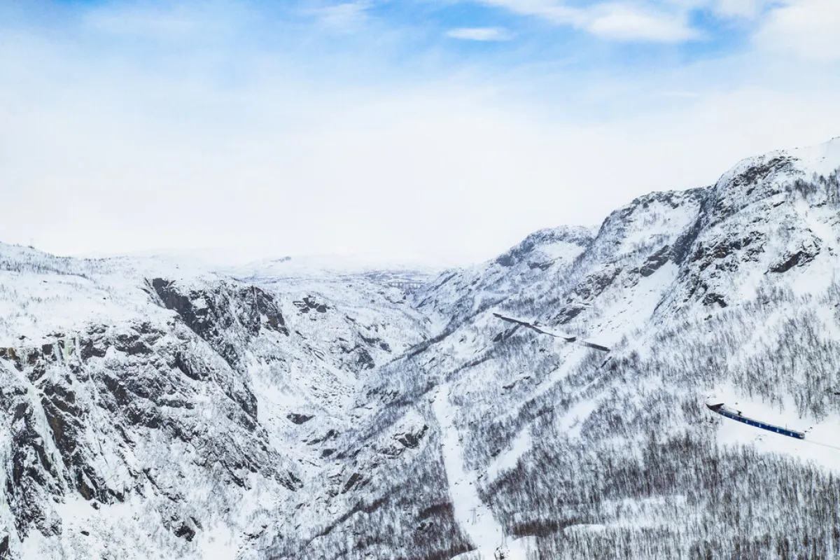 Winter Drone Photo - Arctic Train