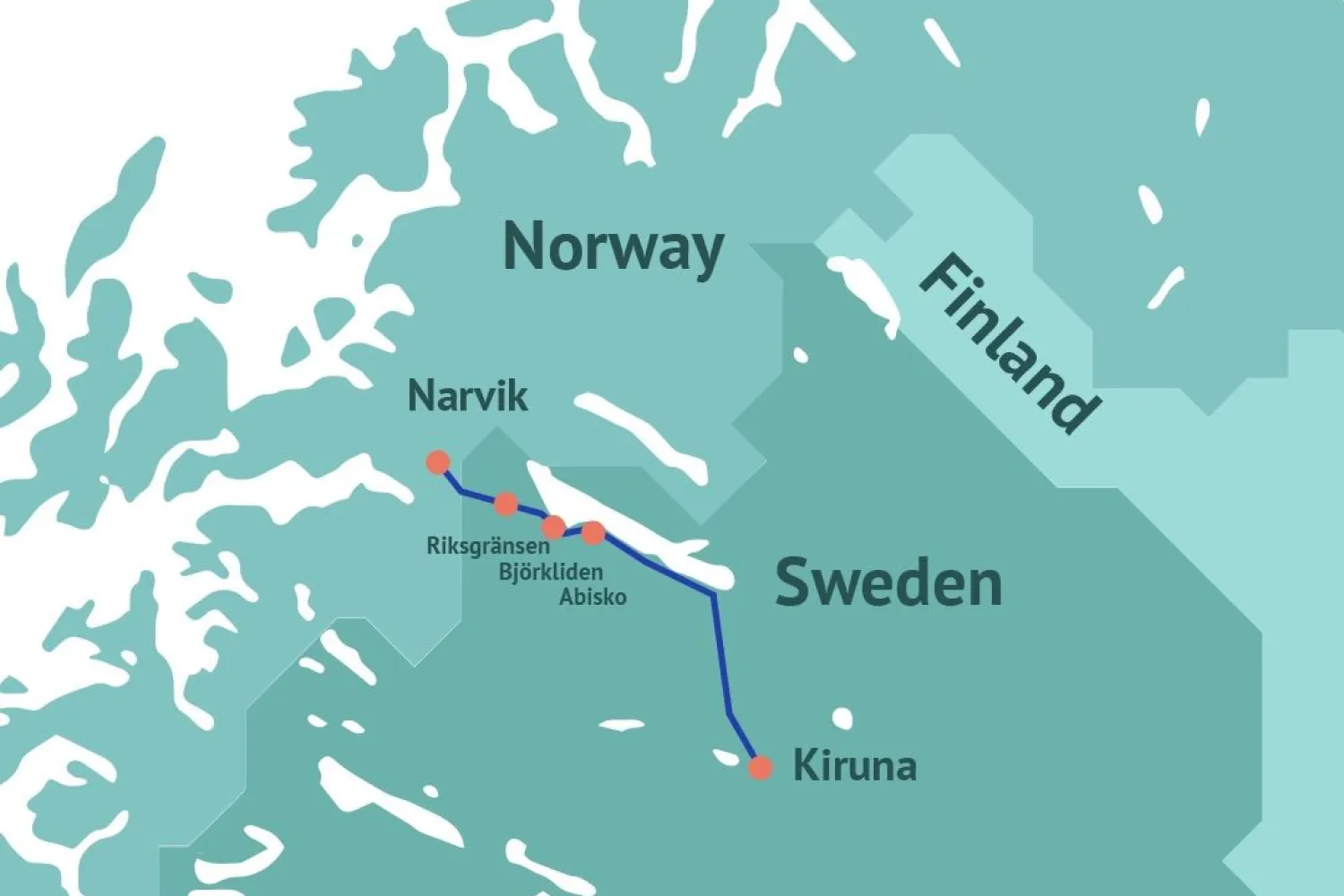 Buss mellom Kiruna og Narvik