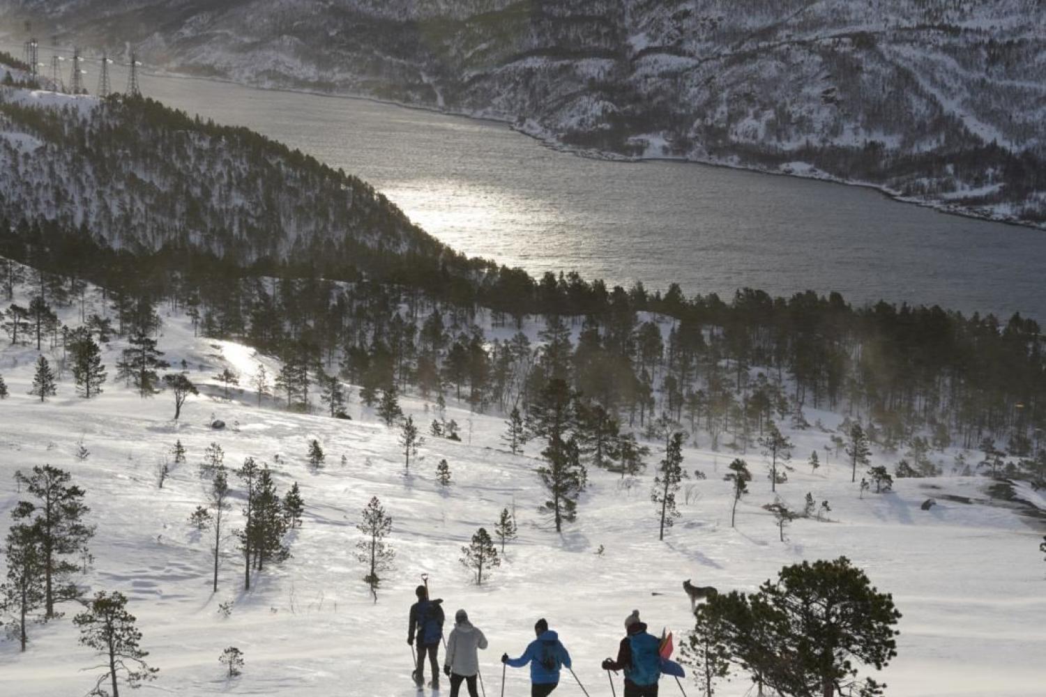 Snowshoeing along the fjord + Norwegian outdoor lunch