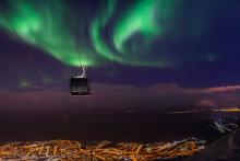 Cable Car and Northern Lights in Narvikfjellet Photo: Jan Arne Pettersen